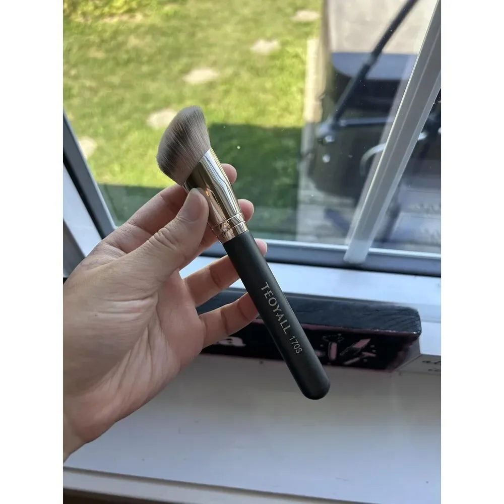 Teoyall 2Pieces Black 170S/270S Angled Synthetic Kabuki Cosmetic Brush Set